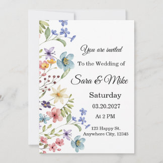Wildflower Watercolor Wedding Invitation