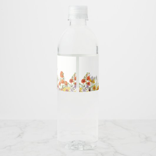 Wildflower Waterfles Etiketten - Bruiloft Bloemen (Achterkant)