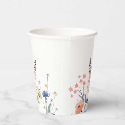 Wildflower waterverf bloemenkopje baby shower papi papieren bekers (Rechts)