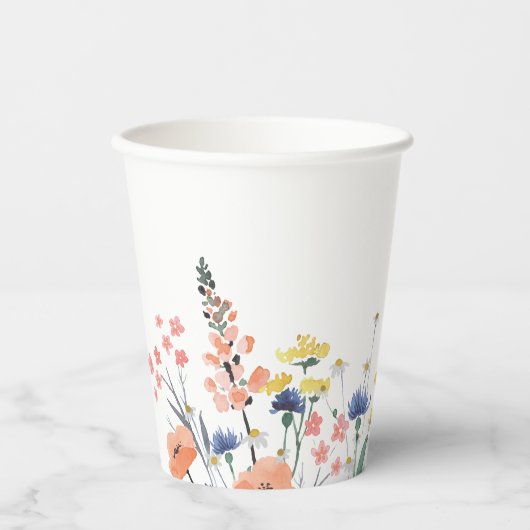 Wildflower waterverf bloemenkopje baby shower papi papieren bekers (Voorkant)