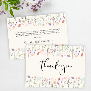 Wildflower Waterverf Cream Baby shower Bedankkaart
