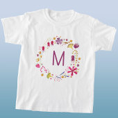 Wildflower Waterverf Krans Monogram Initiaal T-shirt