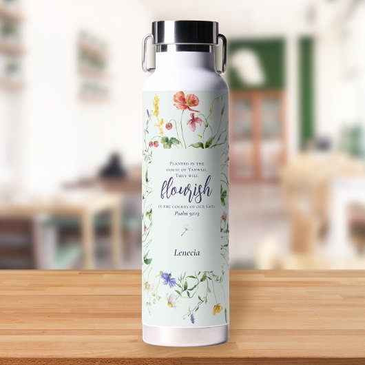 Wildflower Waterverf Schrift gepersonaliseerd Waterfles