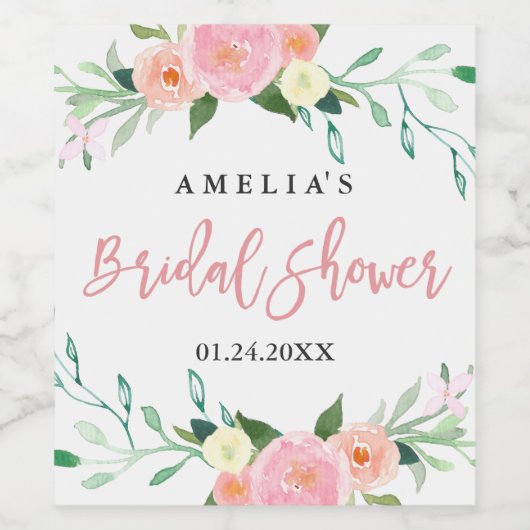 Wildflower Waterverf Vrijgezellenfeest Wijnlabel Wijn Etiket (Enkel label)