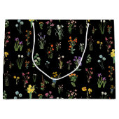 Wildflower Waterverf Zwart Botanisch Bloemen Groot Cadeauzakje (Voorkant)