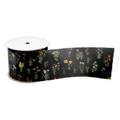Wildflower Waterverf Zwart Botanisch Bloemen Lint (Spoel)