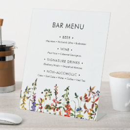 Wildflower Wedding 2 Bar Menu Pedestal Sign Reclamebord Met Voetstuk