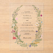 Wildflower Wedding Acryl Uitnodigingen (Voorkant)