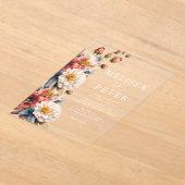 Wildflower Wedding Acryl Uitnodigingen (Laagn)