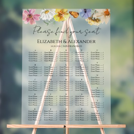 Wildflower Wedding Acryl Zitting Grafiek Acryl Bord (Neutraal)