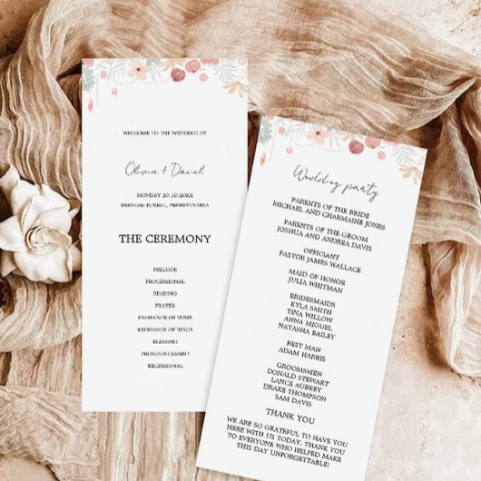 Wildflower Wedding Ceremony Programma