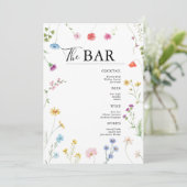 Wildflower Wedding Drinken Bar Menu Kaart (Staand voorkant)