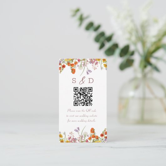 Wildflower Wedding Enclosure Card Informatiekaartje (Staand voorkant)