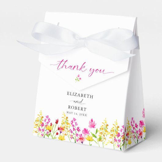 Wildflower Wedding Floral Script Elegant Spring Bedankdoosjes (Voorkant Zijde)