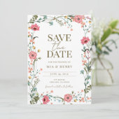  Wildflower Wedding Foto Sla de datum op Kaart (Staand voorkant)