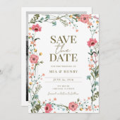  Wildflower Wedding Foto Sla de datum op Kaart (Voorkant / Achterkant)