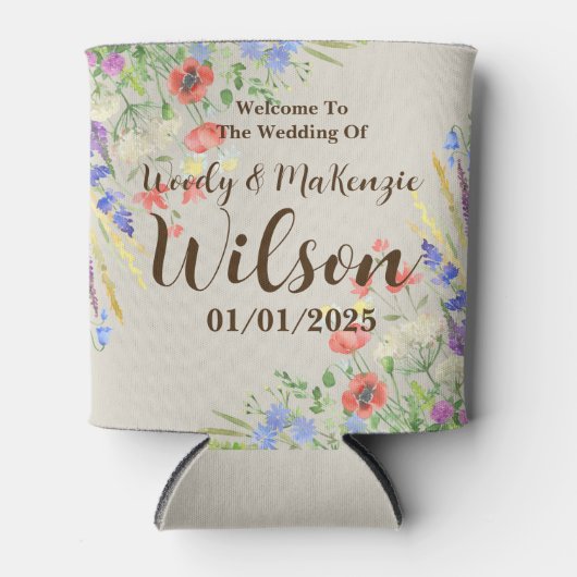 Wildflower Wedding Huggie Blikjeskoeler (Voorkant)