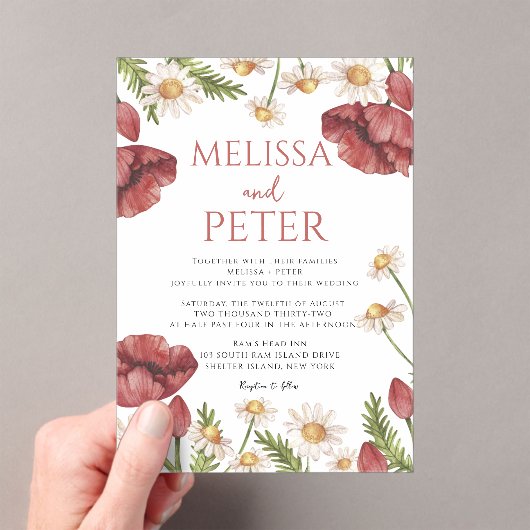 Wildflower Wedding Invitation Acryl Uitnodigingen (Insitu (Draagbaar))