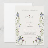 Wildflower Wedding Invitation Watercolor Floral (Devant / Derrière)