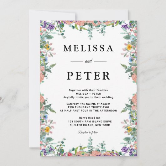 Wildflower Wedding Kaart (Voorkant)