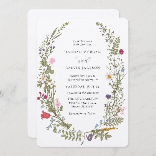 Wildflower Wedding Kaart (Voorkant / Achterkant)