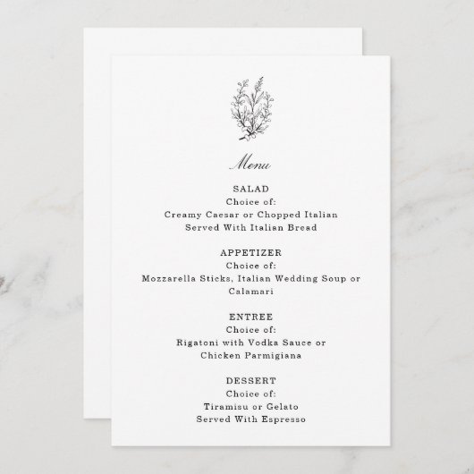 Wildflower Wedding Menu (Voorkant / Achterkant)