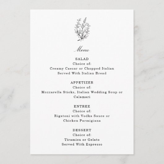 Wildflower Wedding Menu (Voorkant)