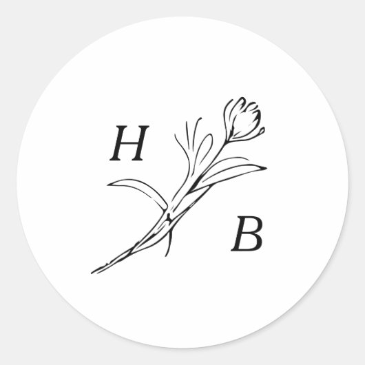Wildflower Wedding Monogram Ronde Sticker (Voorkant)