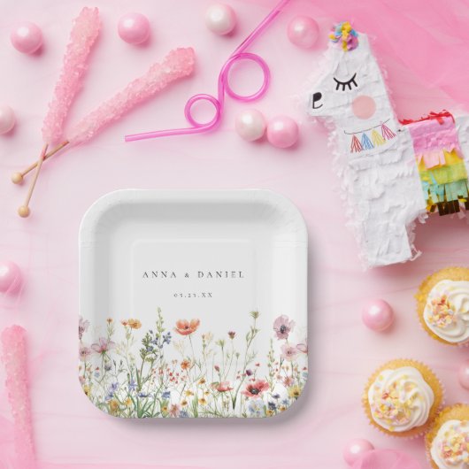 Wildflower Wedding Papieren Bordje (Feest)