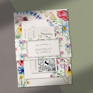 Wildflower Wedding Poppy Daisy Cornflower Floral Uitnodigingen Wikkel