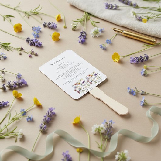 Wildflower Wedding Program, op maat Handwaaier