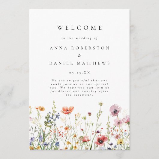 Wildflower Wedding Program Programma (Voorkant)