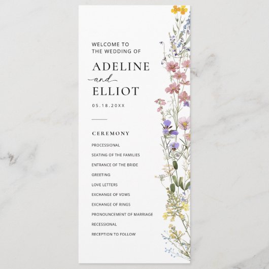 Wildflower Wedding Programma Bloemenbruiloft (Voorkant)