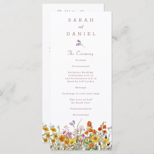 Wildflower Wedding Programme (Voorkant / Achterkant)