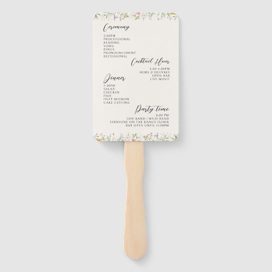 Wildflower Wedding Programme Handwaaier (Achterkant)