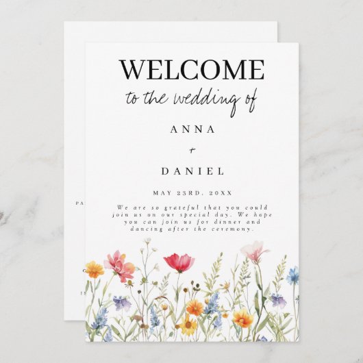 Wildflower Wedding Programme Programma (Voorkant / Achterkant)