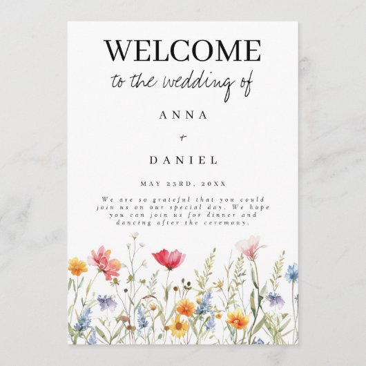 Wildflower Wedding Programme Programma (Voorkant)