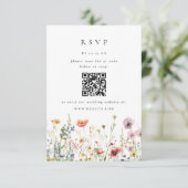 Wildflower Wedding QR Code RSVP Card (Debout devant)