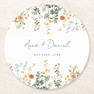 Wildflower Wedding Ronde Kartonnen Onderzetter