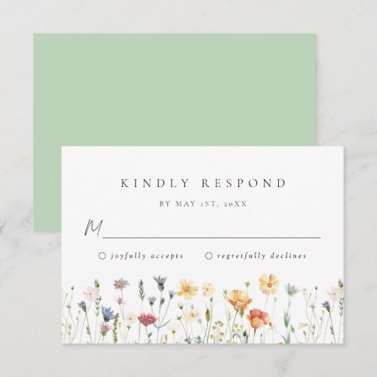 Wildflower Wedding RSVP Card (Devant / Derrière)