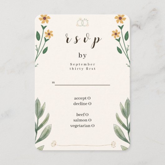 Wildflower Wedding RSVP Card (Voorkant)