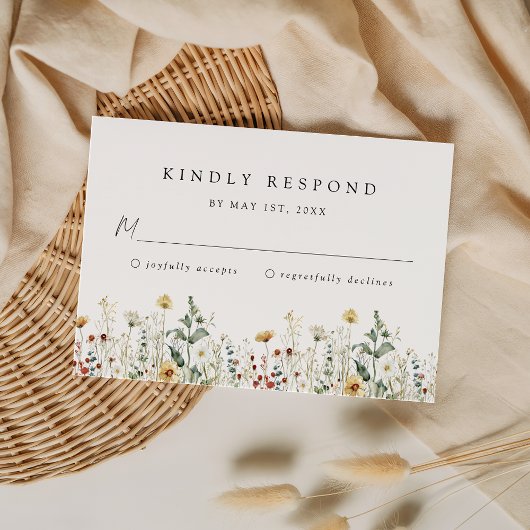 Wildflower Wedding RSVP Card Kaartje
