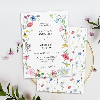 Wildflower Wedding Rustic Floral Kaart
