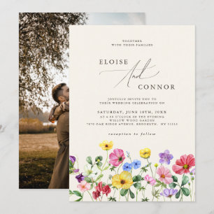 Wildflower Wedding Rustiek Chic Boho Moderne foto Kaart