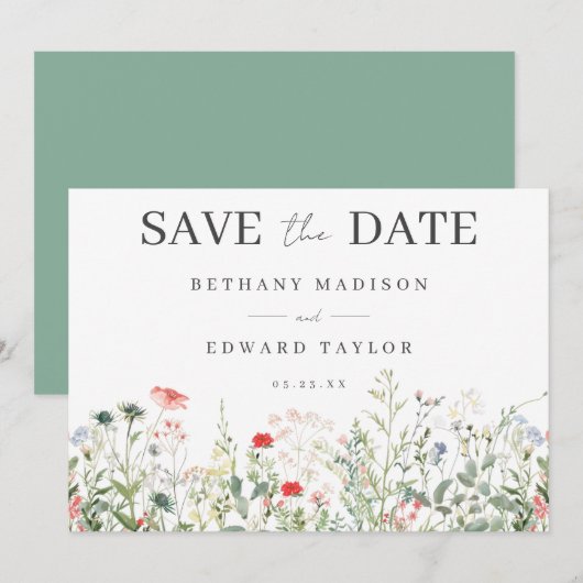 Wildflower Wedding Save The Date (Voorkant / Achterkant)
