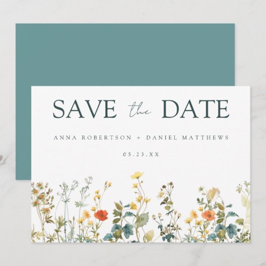 Wildflower Wedding Save The Date (Voorkant / Achterkant)