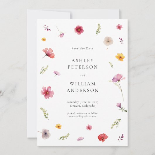Wildflower Wedding Save the Date Foto Kaart (Voorkant)