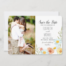 Wildflower Wedding Save the Date Kaarten with Phot