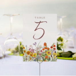 Wildflower Wedding Table Numbers Kaart