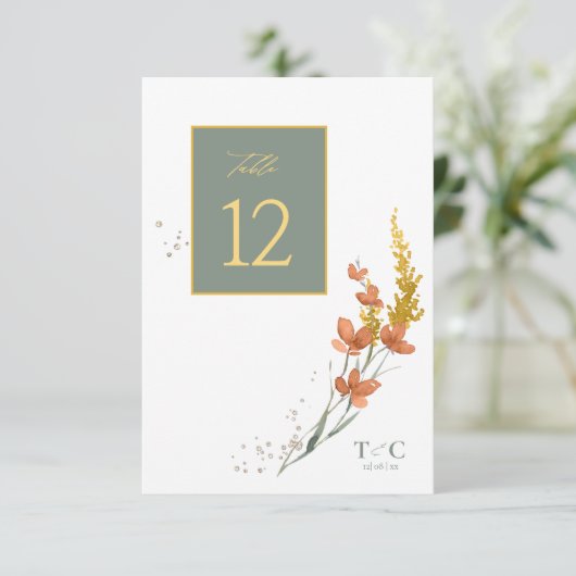 Wildflower Wedding Texture Table No. Gold ID954 Kaart (Staand voorkant)